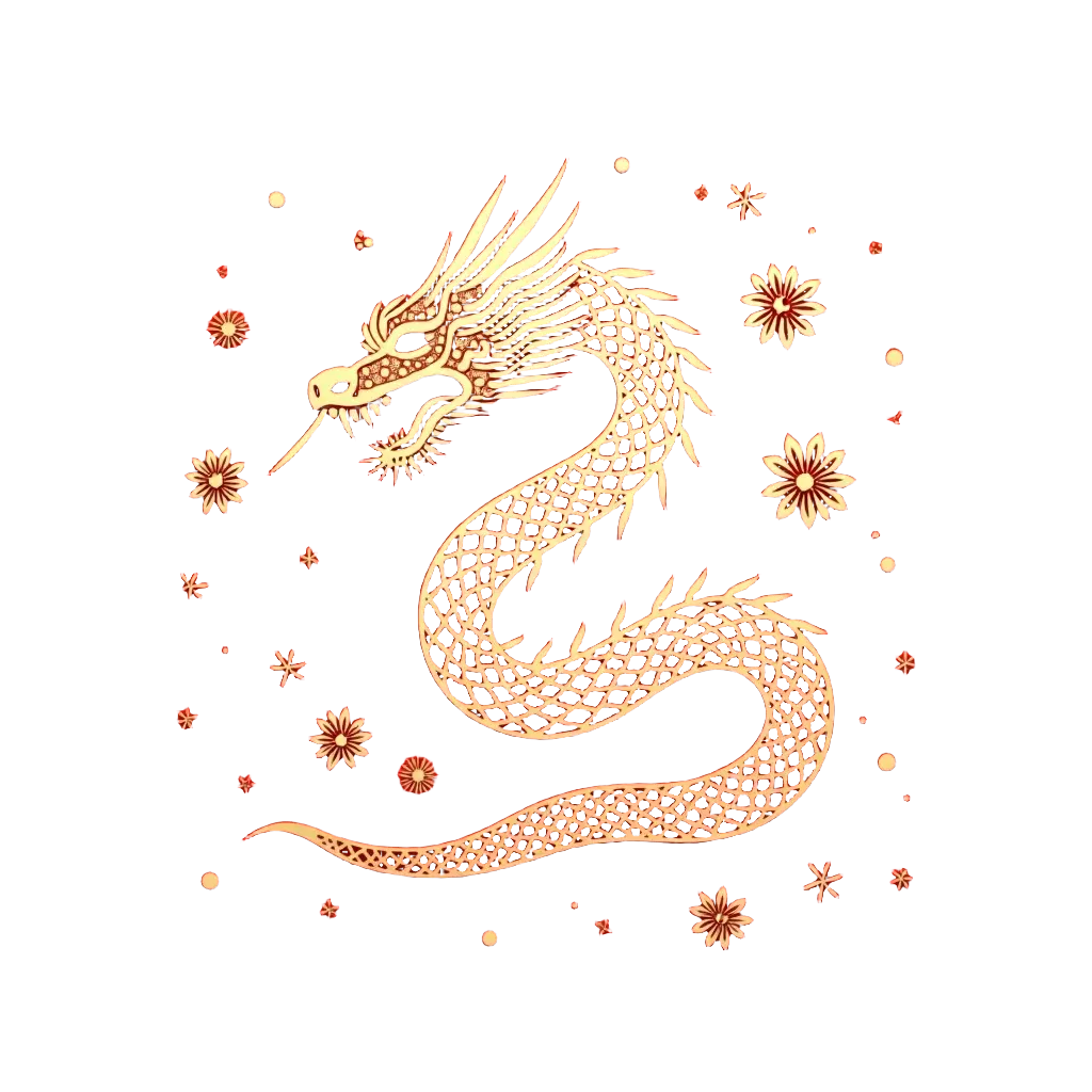 Golden Dragon and Floral Elegance